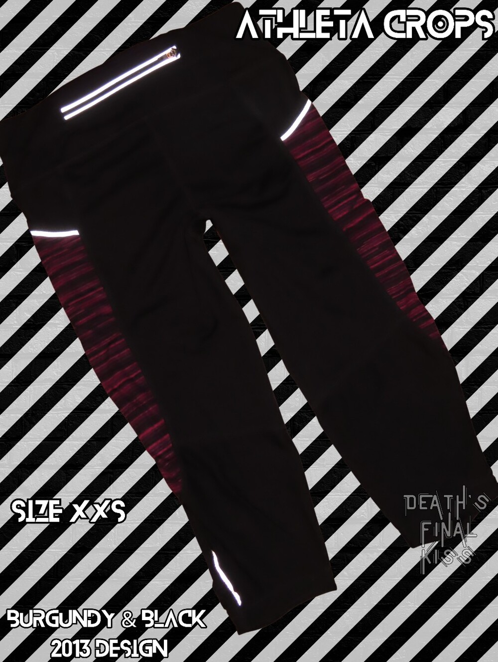 Athleta Burgundy Black Space-dye Cropped Leggings Pockets Roller Derby Lifting